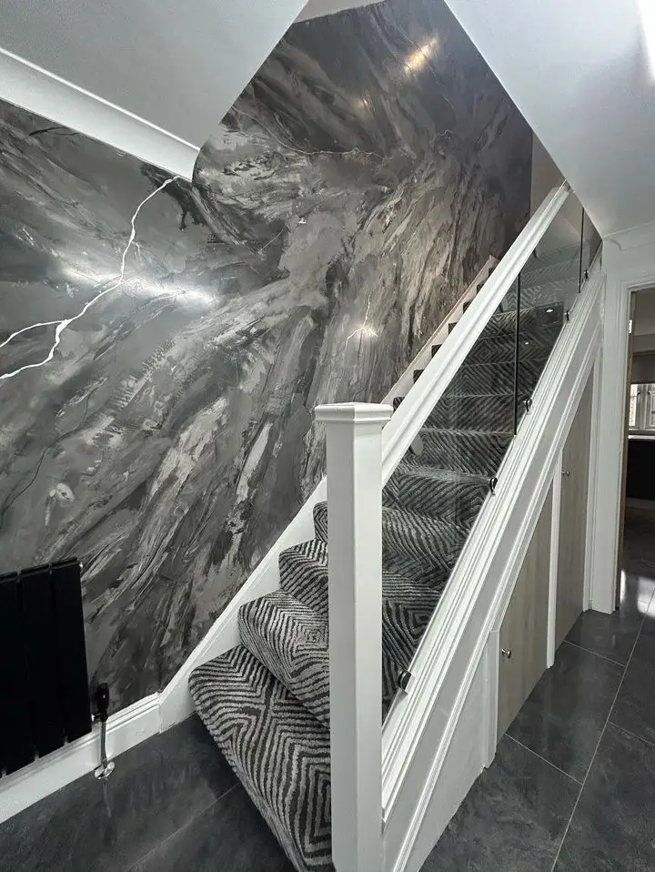 Venetian Polished Plaster Staircase Glasgow Scotland - Plastering Perfect